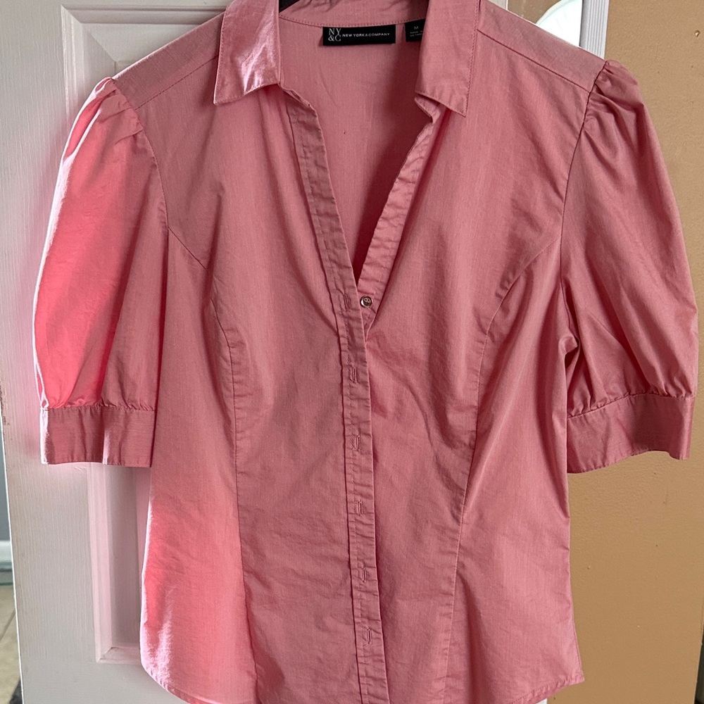 New York & Company Pink Button Down Shirt